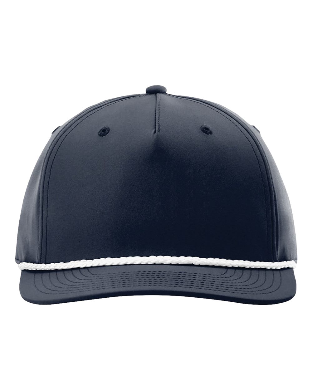 Front View of Navy/ White Five Panel Classic Rope Cap - 258