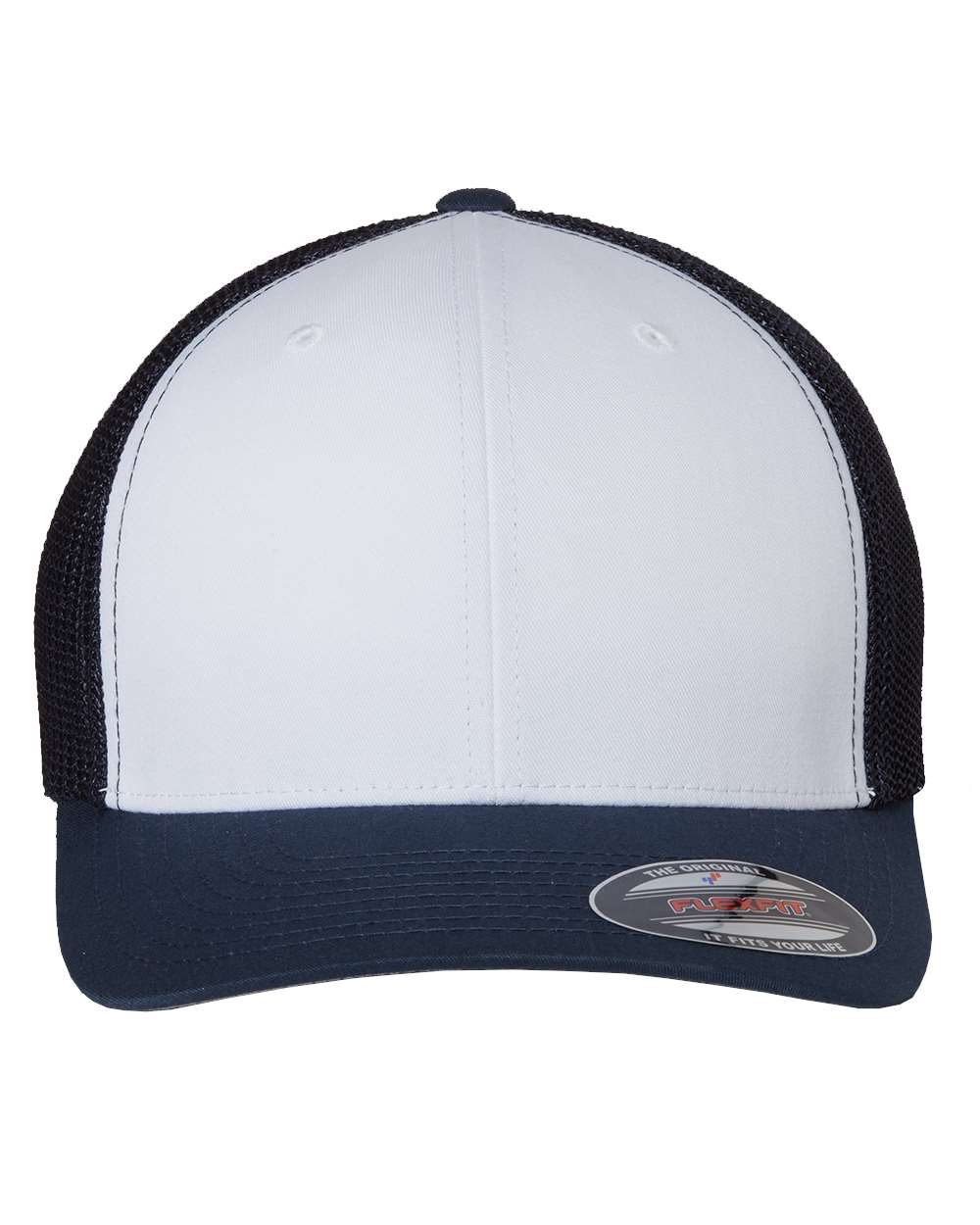 Front View of Navy/ White/ Navy Trucker Cap - 6511