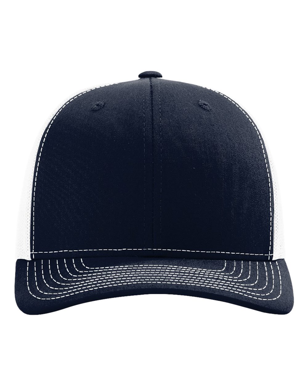 Front View of Navy/ White Sustainable Trucker Cap - 112RE