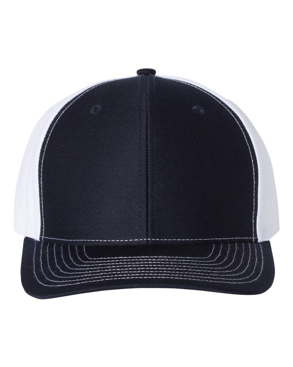 Front View of Navy/ White Twill Back Trucker Cap - 312