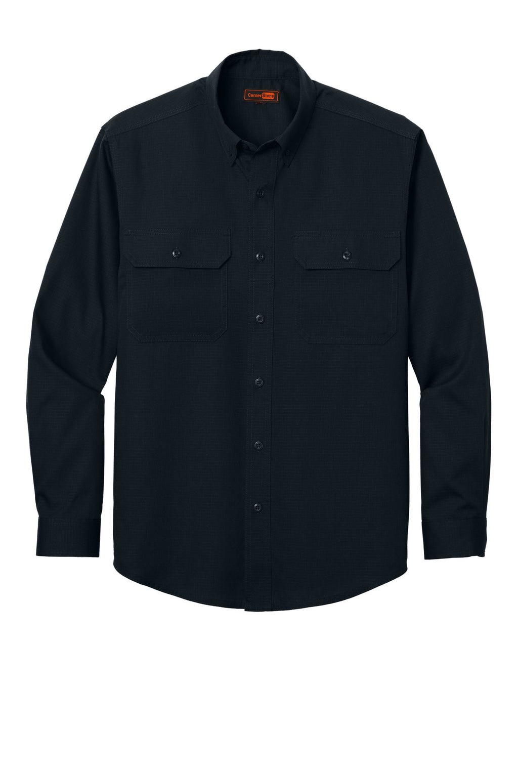 Front View of NavyBlue CornerStone Long Sleeve Select Ripstop Shirt CSW174