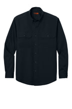Front View of NavyBlue CornerStone Long Sleeve Select Ripstop Shirt CSW174