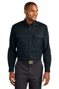 Front View of NavyBlue CornerStone Long Sleeve Select Ripstop Shirt CSW174
