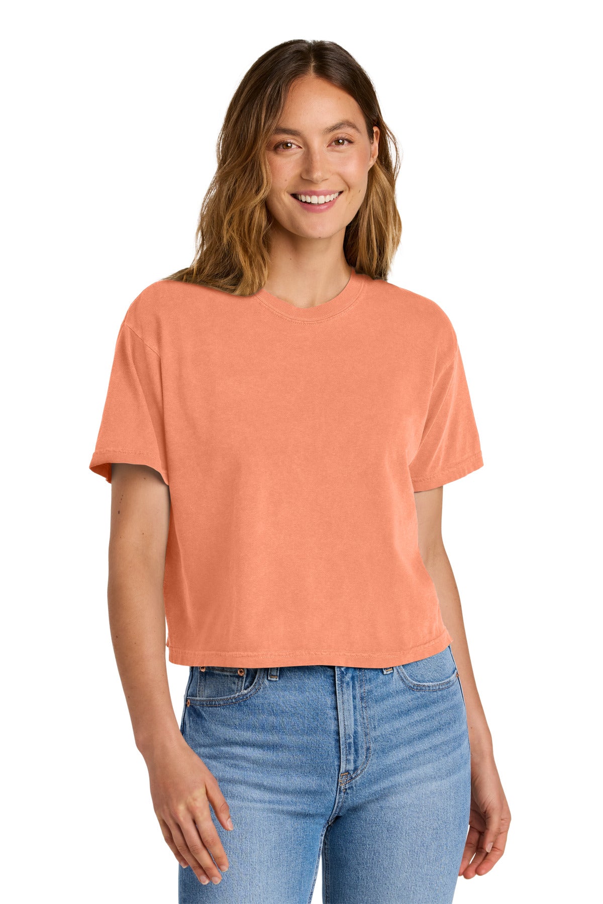 Front View of NCantloupe Comfort Colors Women's Heavyweight Boxy Tee 3023CL