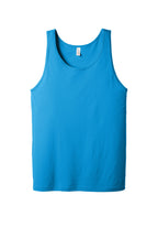 Front View of Neon Blue BELLA+CANVAS Unisex Jersey Tank. BC3480