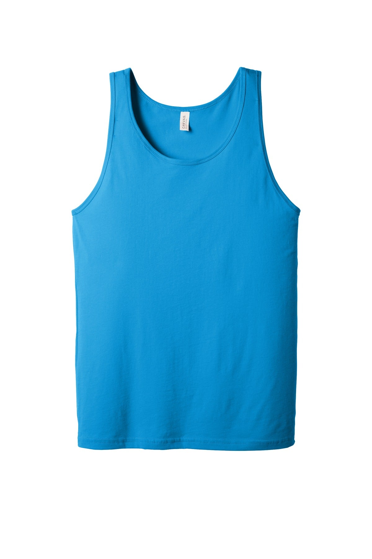 Front View of Neon Blue BELLA+CANVAS Unisex Jersey Tank. BC3480