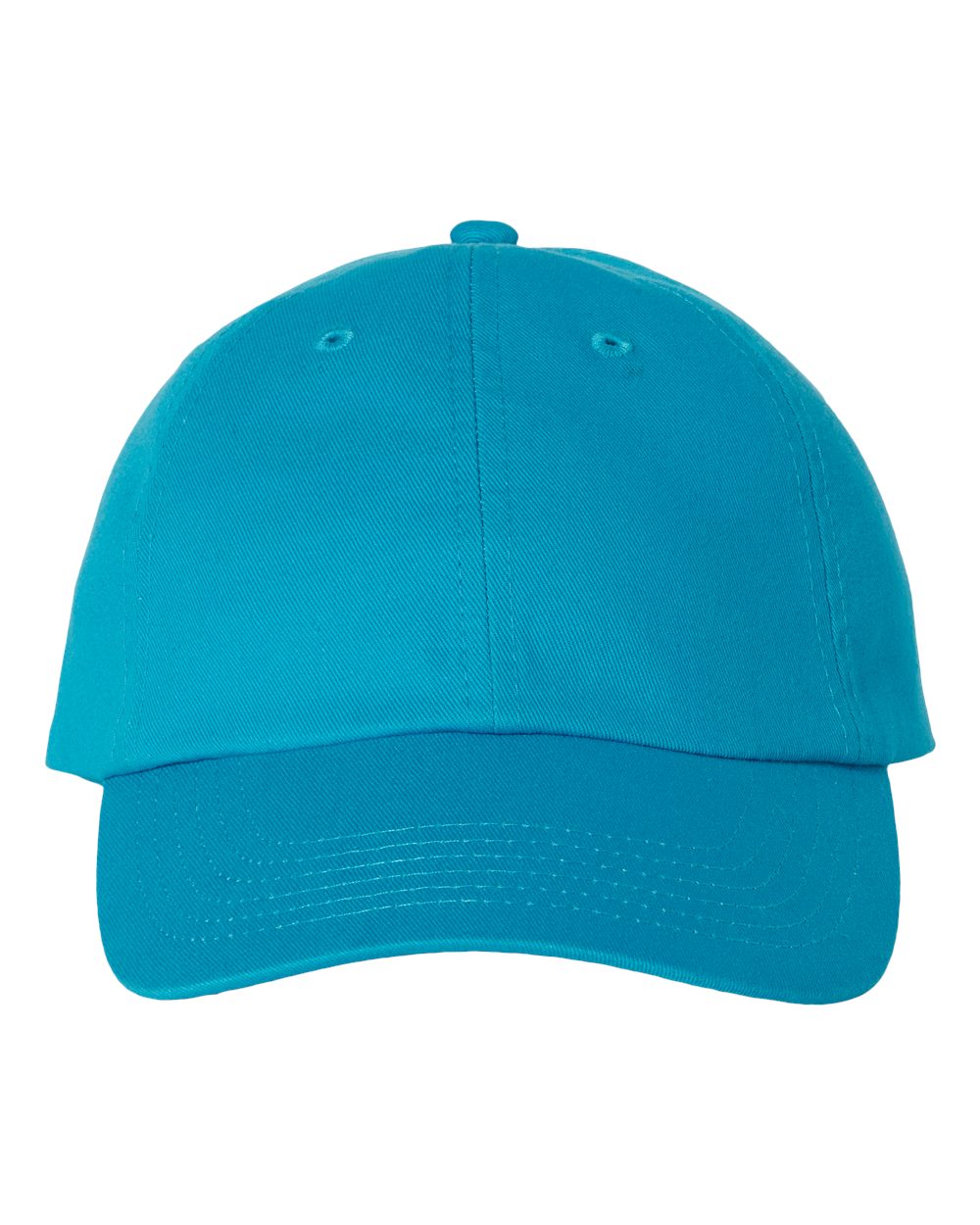 Front View of Neon Blue Bio-Washed Classic Dad Hat - VC300A