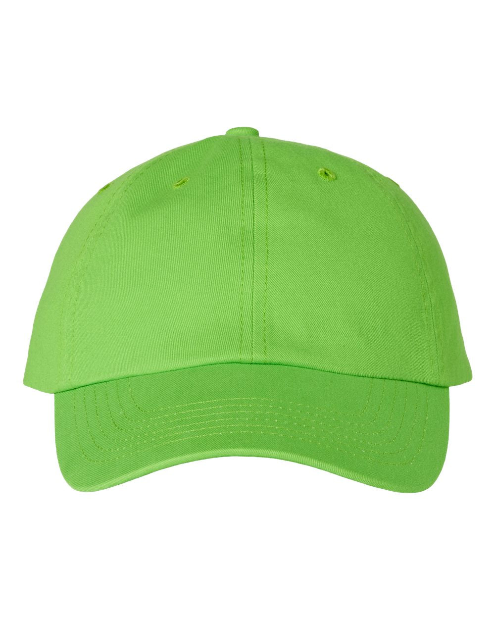 Front View of Neon Green Bio-Washed Classic Dad Hat - VC300A