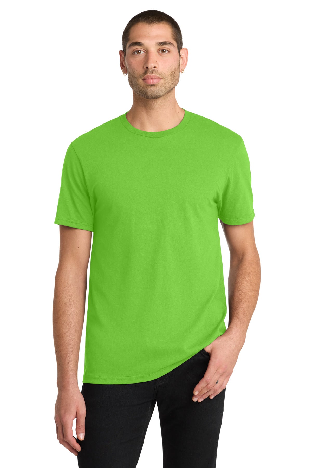 Front View of Neon Green District The Concert Tee DT5000