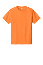 Front View of Neon Orange Port & Co Core Cotton Tee. PC54