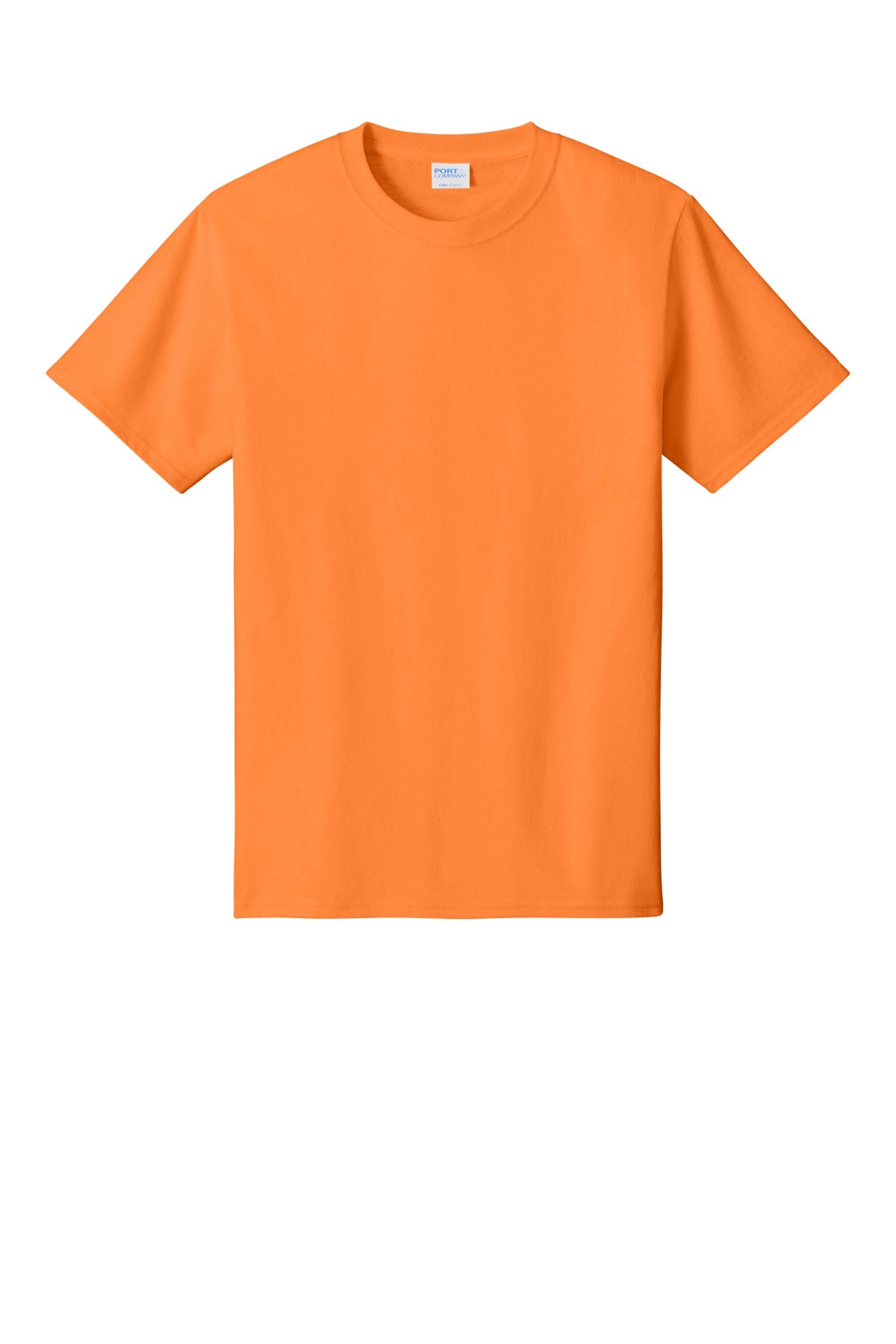 Front View of Neon Orange Port & Co Core Cotton Tee. PC54