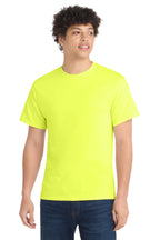 Front View of Neon Yellow Port & Co Core Cotton Tee. PC54
