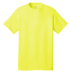 Front View of Neon Yellow Port & Co Core Cotton Tee. PC54