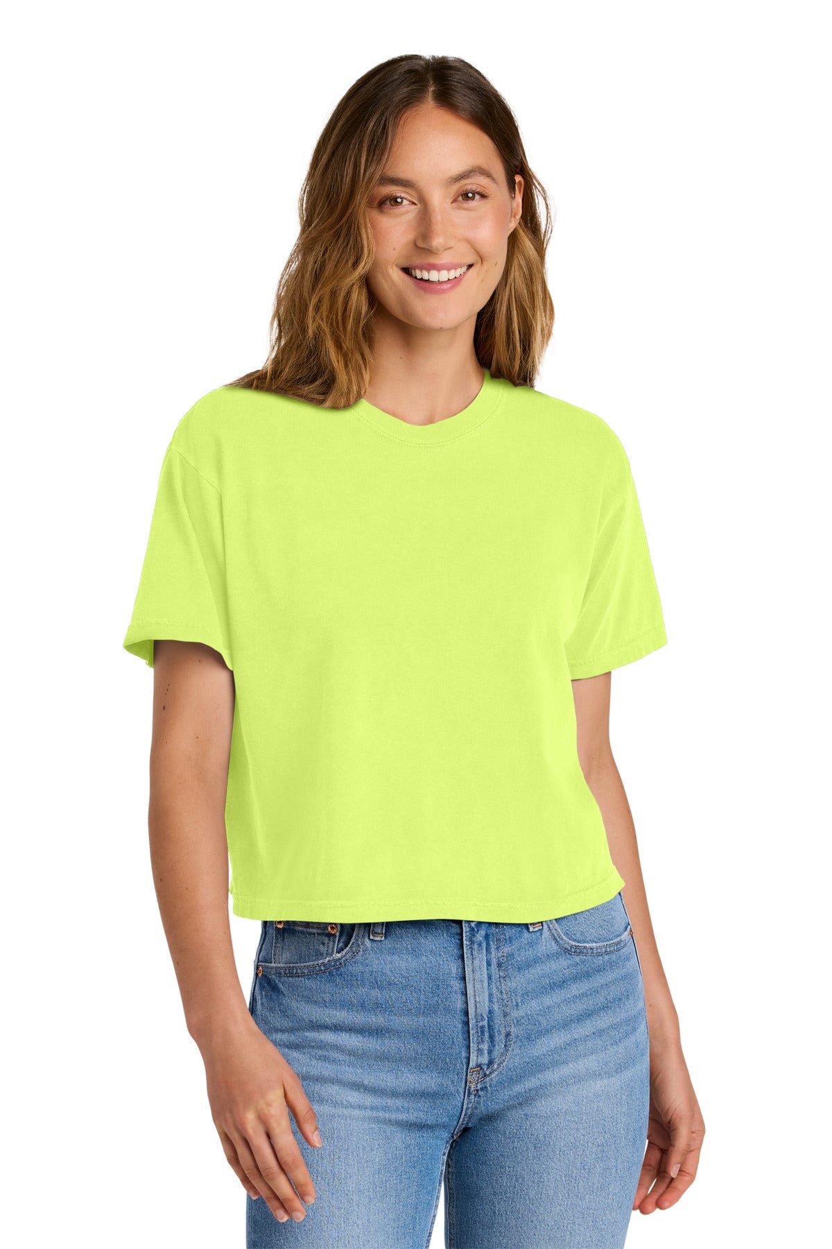 Front View of NeonLemon Comfort Colors Women's Heavyweight Boxy Tee 3023CL