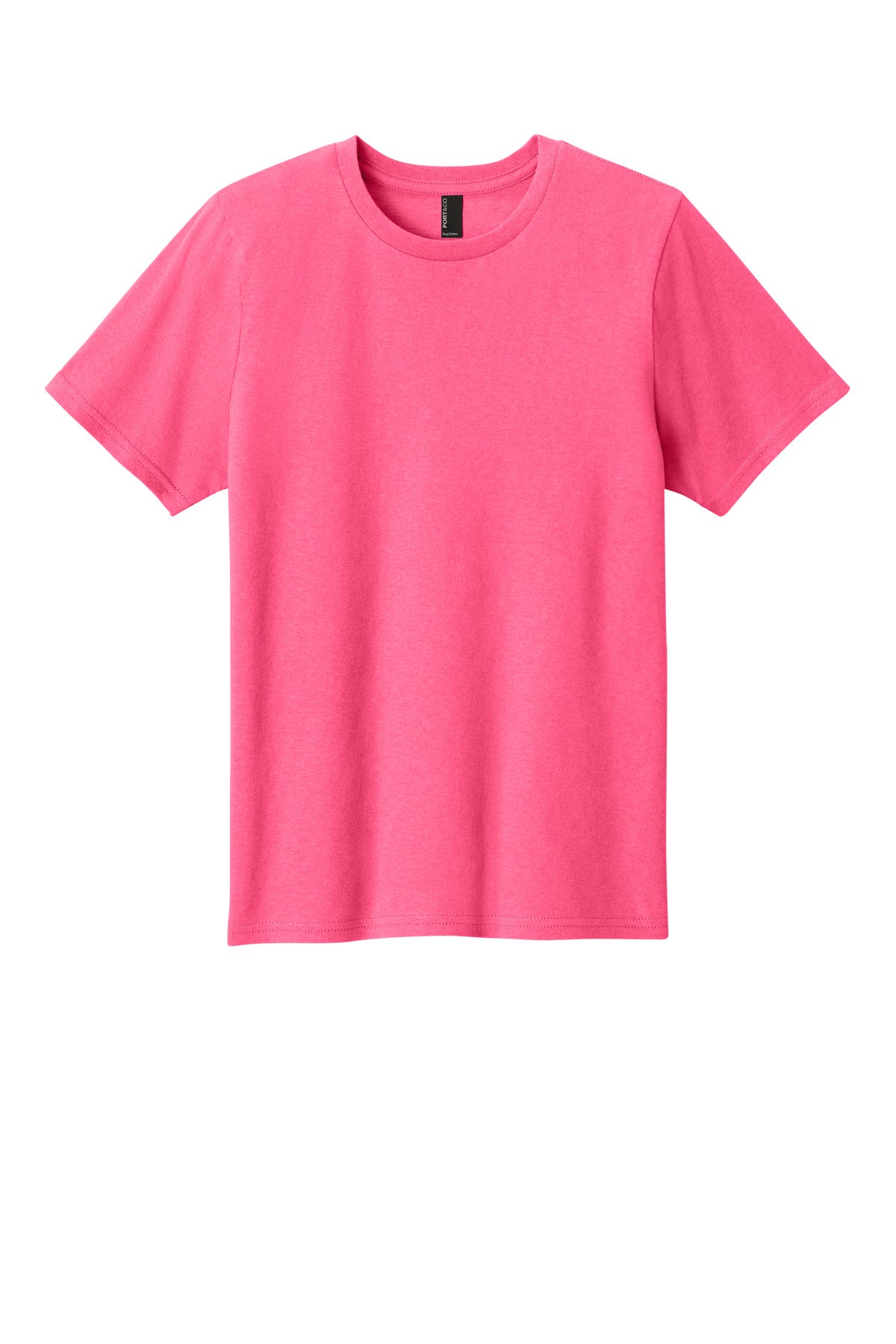 Front View of NeonPink Port & Co Youth Easy Cotton Tee PC43Y