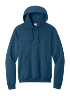 Front View of NeptuneBl Port & Co Core Fleece Pullover Hooded Sweatshirt. PC78H