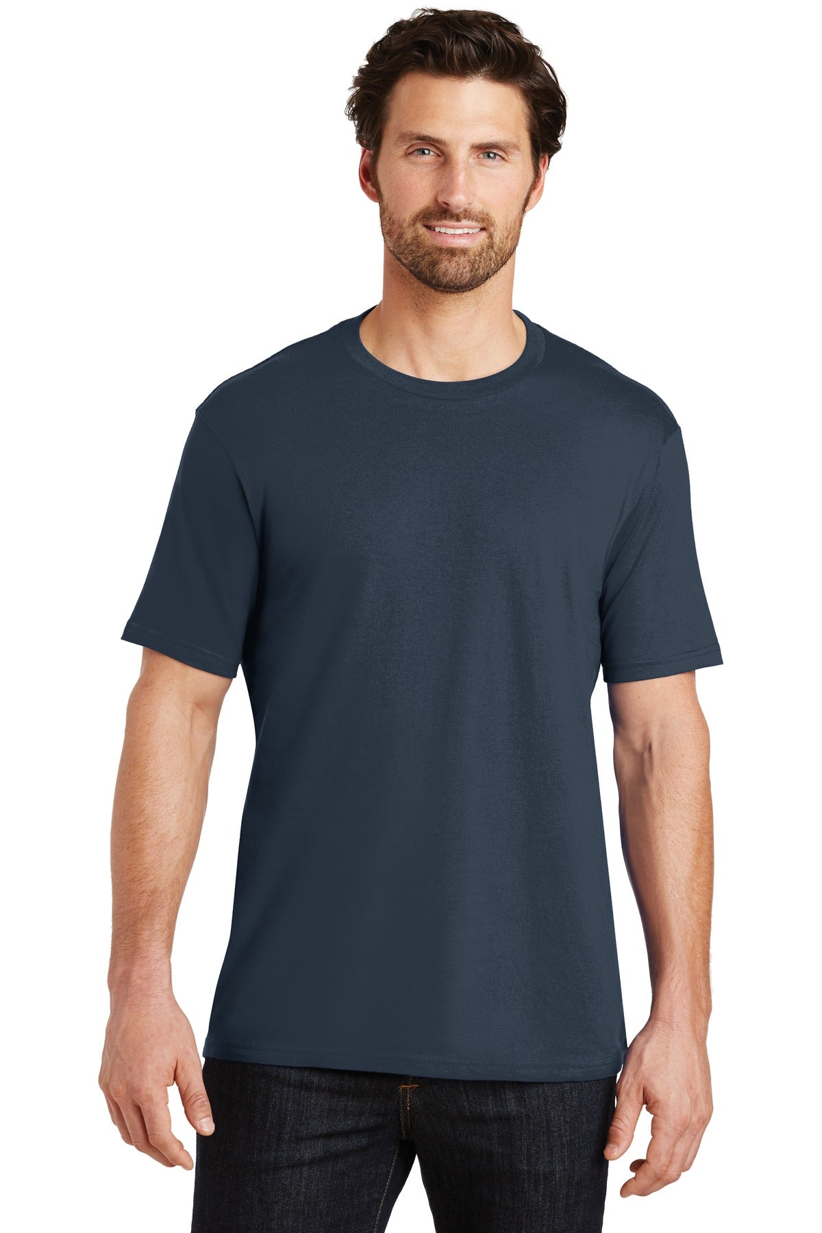 Front View of New Navy District Perfect Weight Tee. DT104