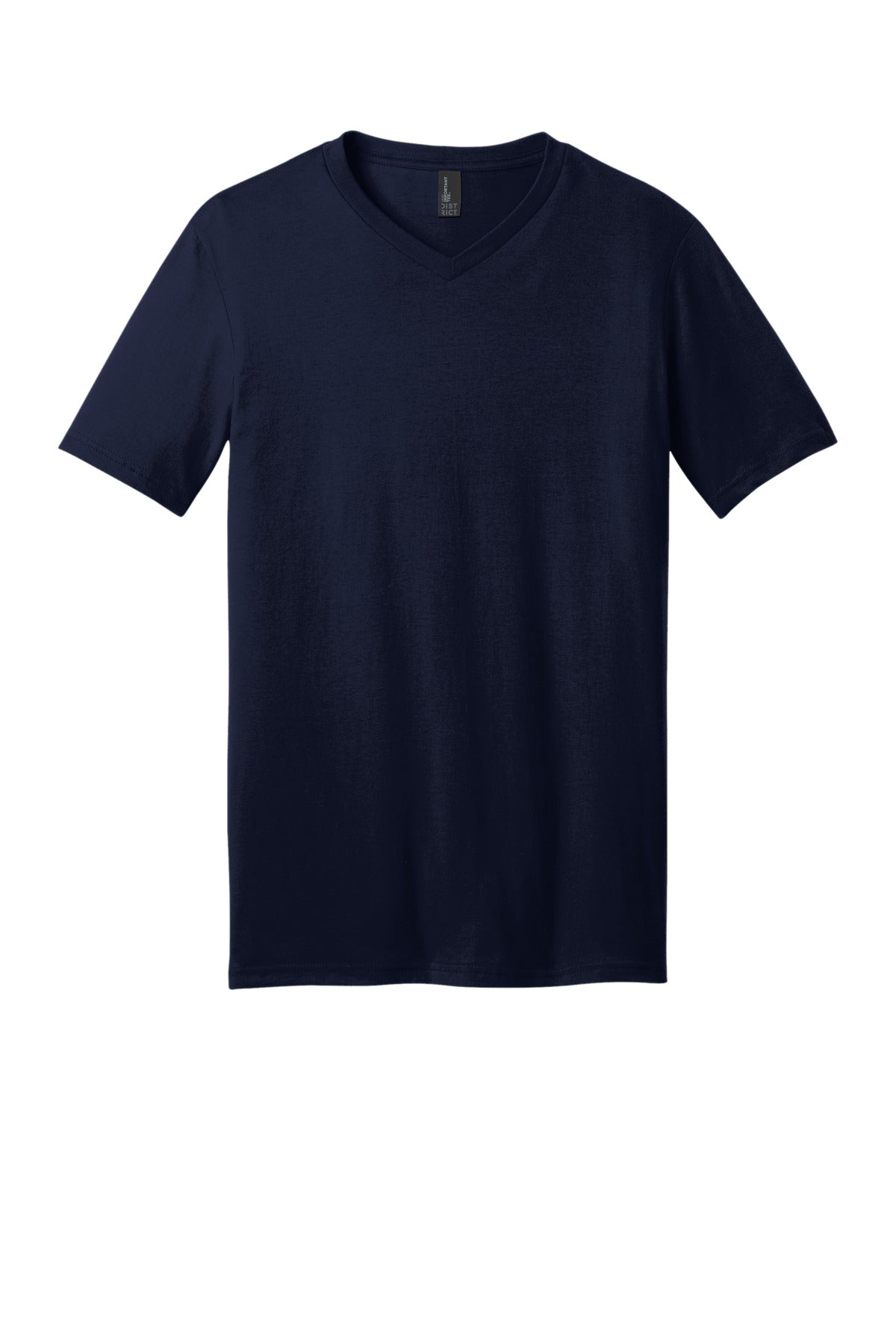 Front View of New Navy District Very Important Tee V-Neck. DT6500