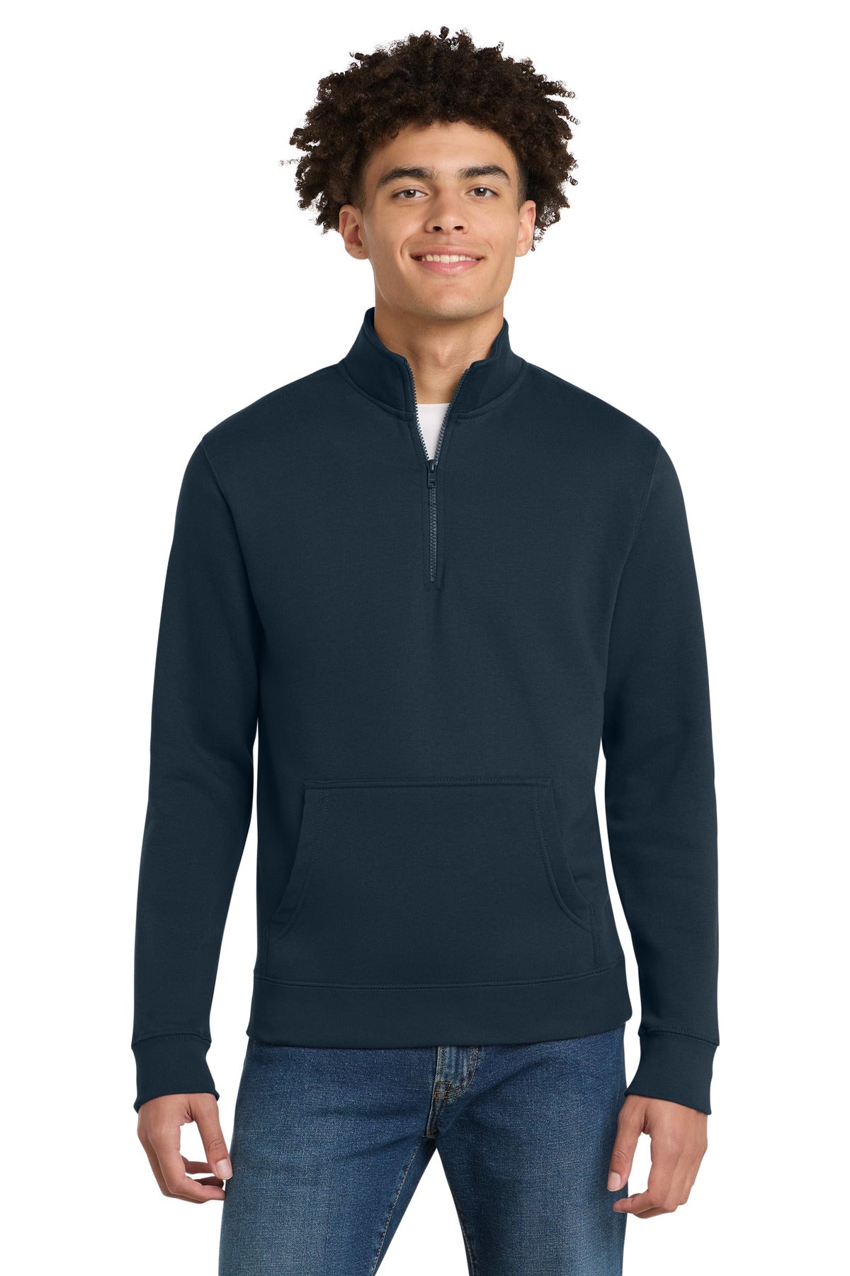 Front View of New Navy District V.I.T. Fleece 1/4-Zip DT6106