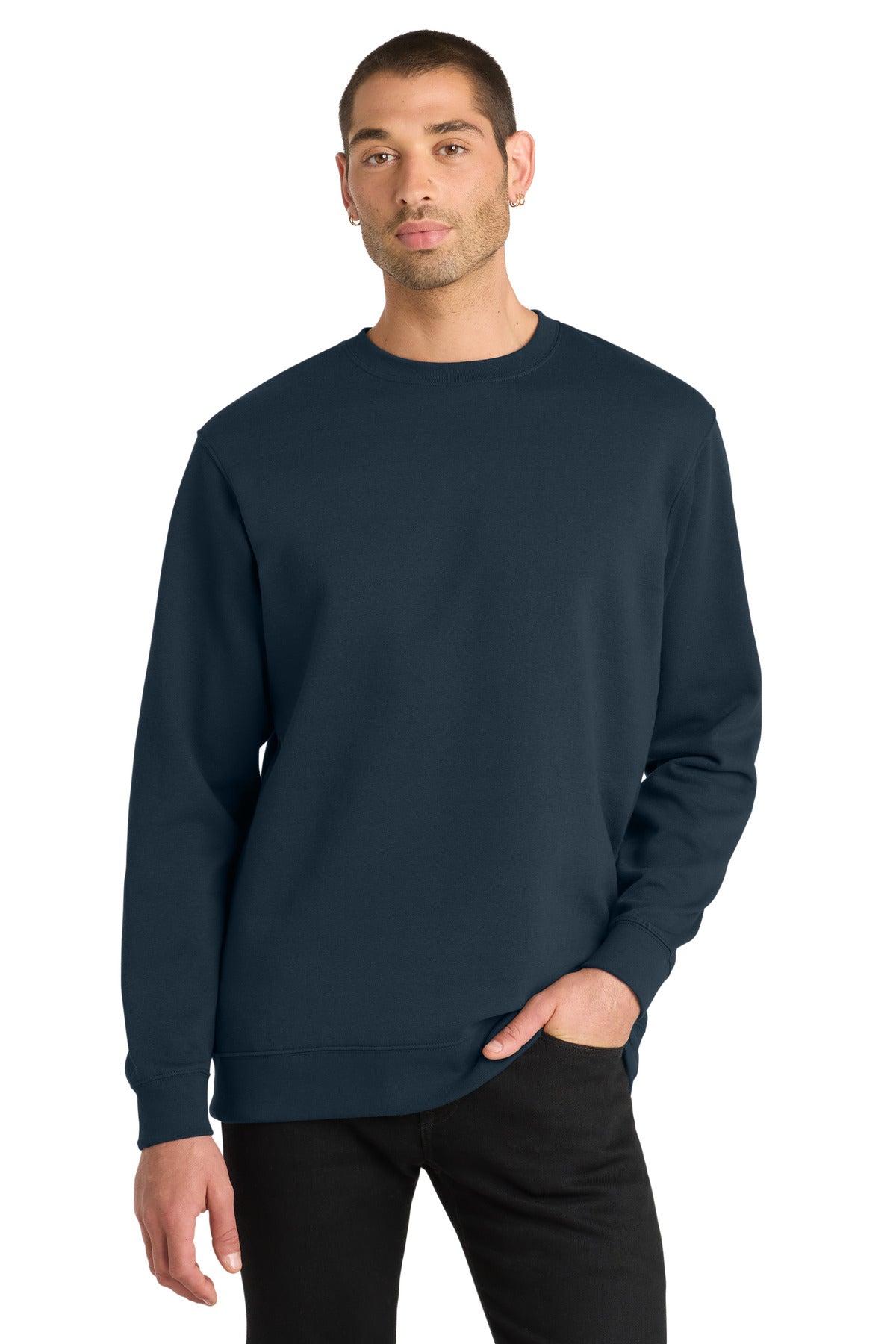 Front View of New Navy District V.I.T. Fleece Crew DT6104