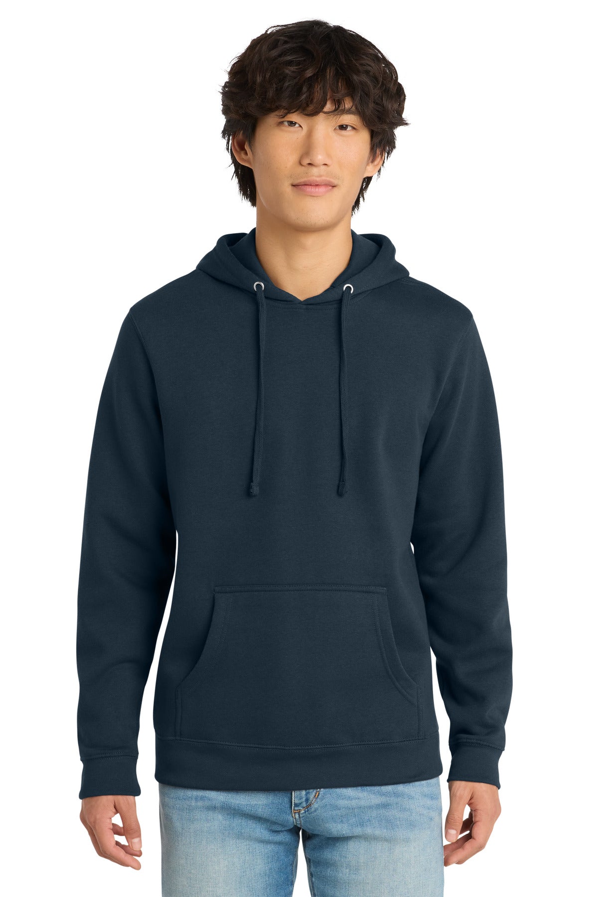 Front View of New Navy District V.I.T. Fleece Hoodie DT6100
