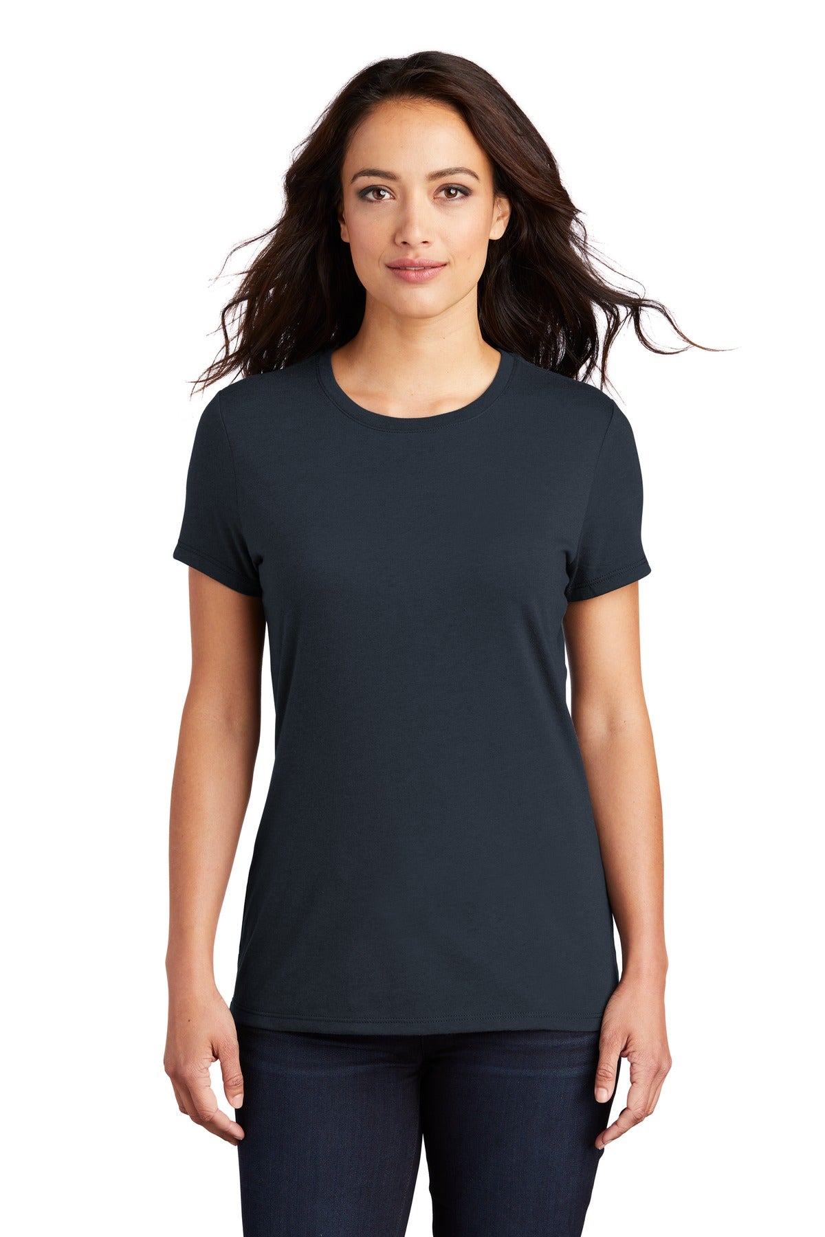 Front View of New Navy District Women's Perfect Tri Tee. DM130L