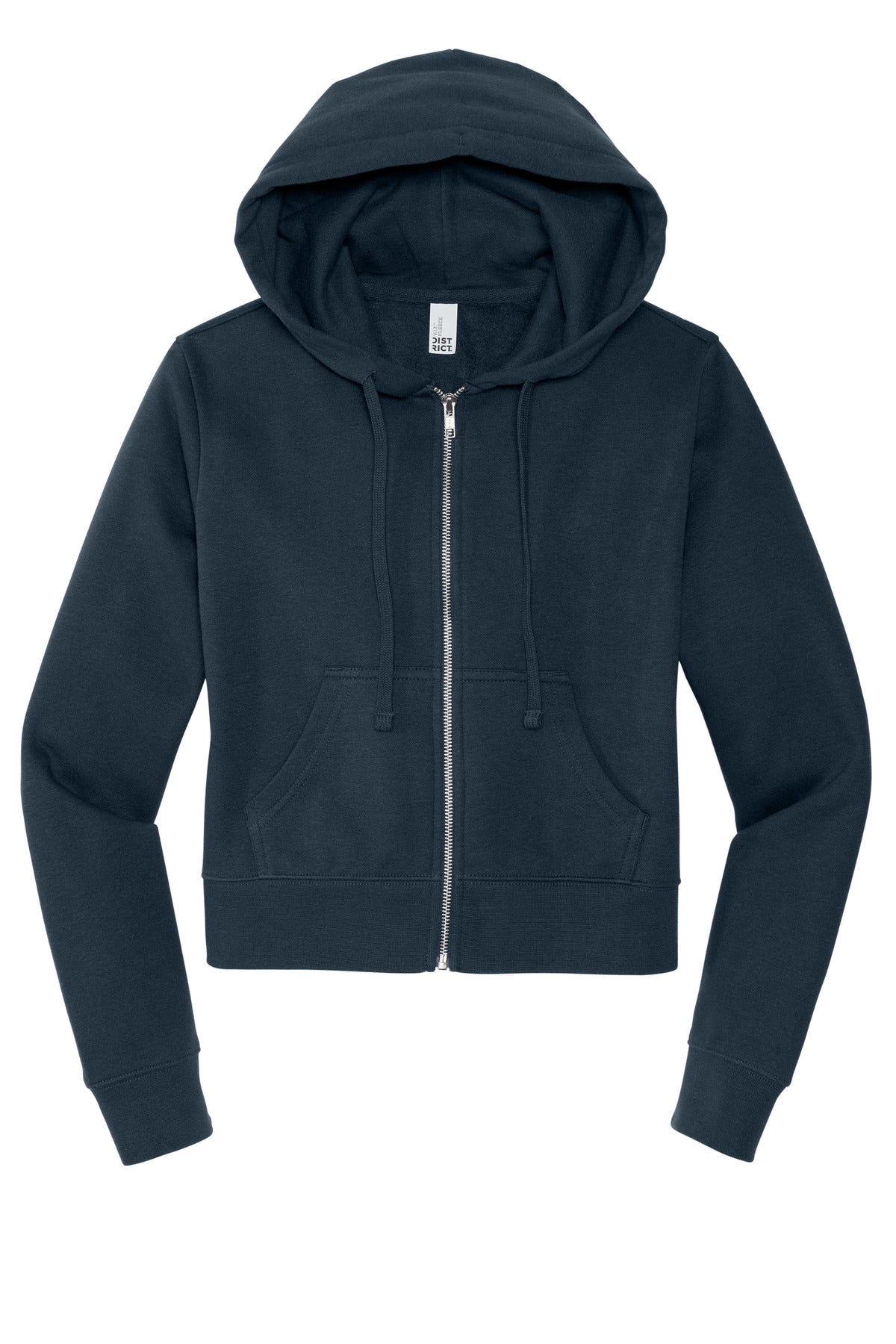 Front View of NewNavy District Women's V.I.T. Fleece Full-Zip Hoodie DT6103