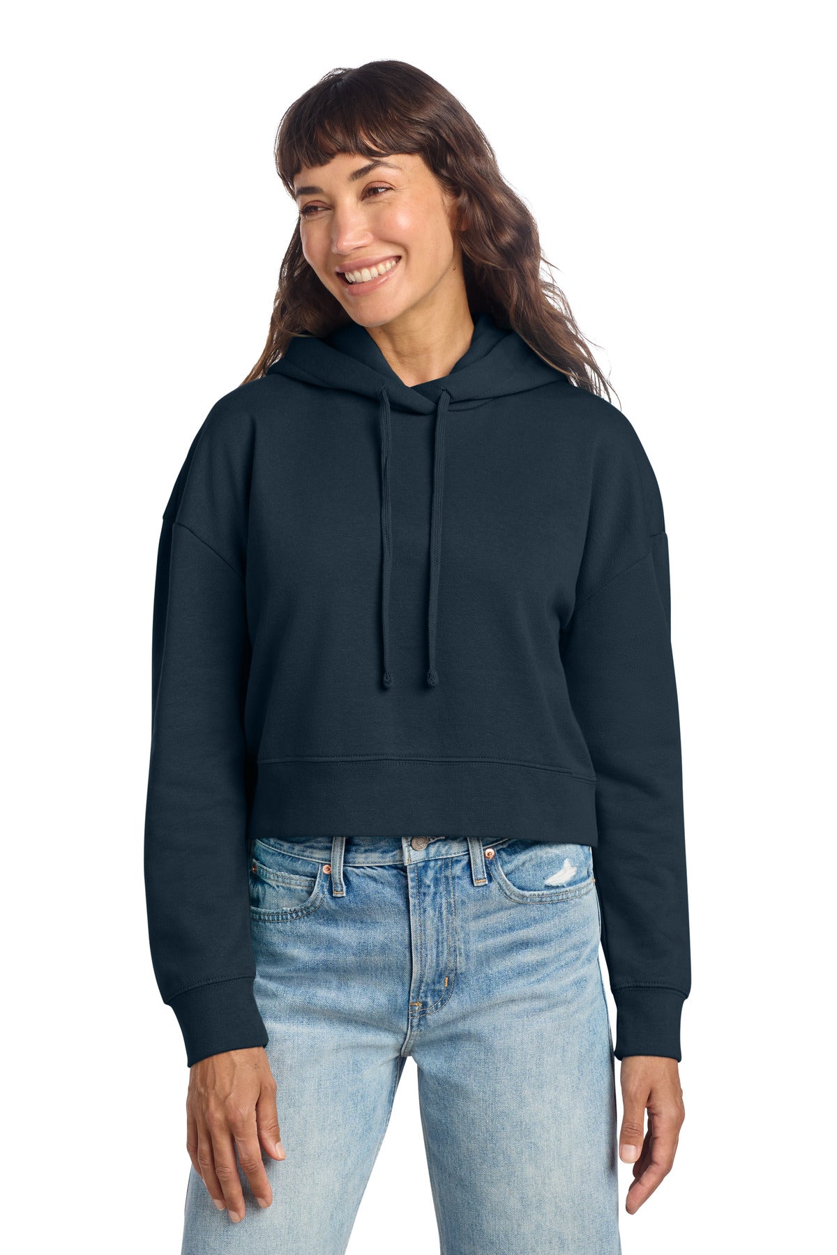Front View of NewNavy District Women's V.I.T. Fleece Hoodie DT6101