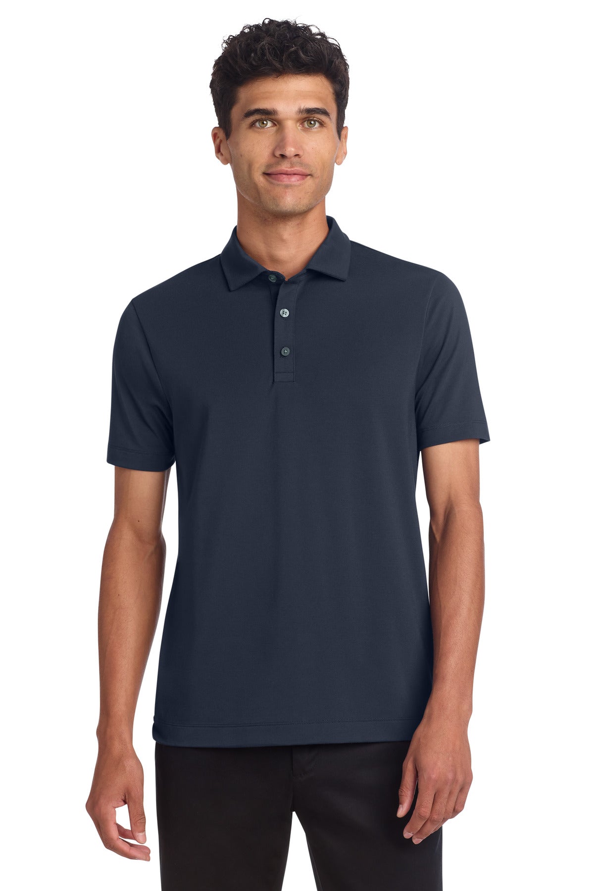 Front View of NightNavy Mercer+Mettle Stretch Jersey Polo MM1014