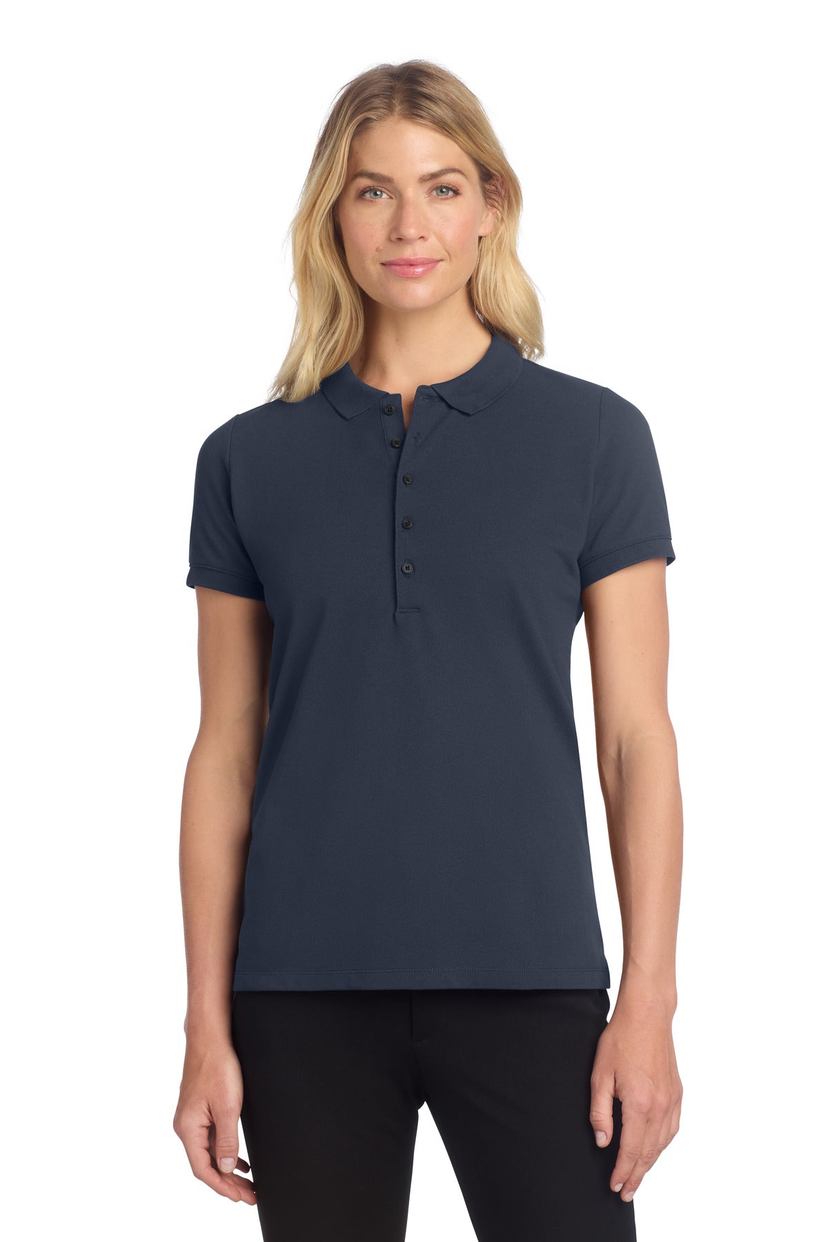 Front View of NightNavy Mercer+Mettle Women's Stretch Heavyweight Pique Polo MM1001