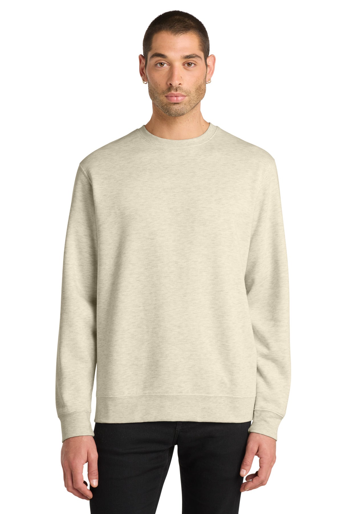 Front View of Oatmeal Hthr District V.I.T. Fleece Crew DT6104