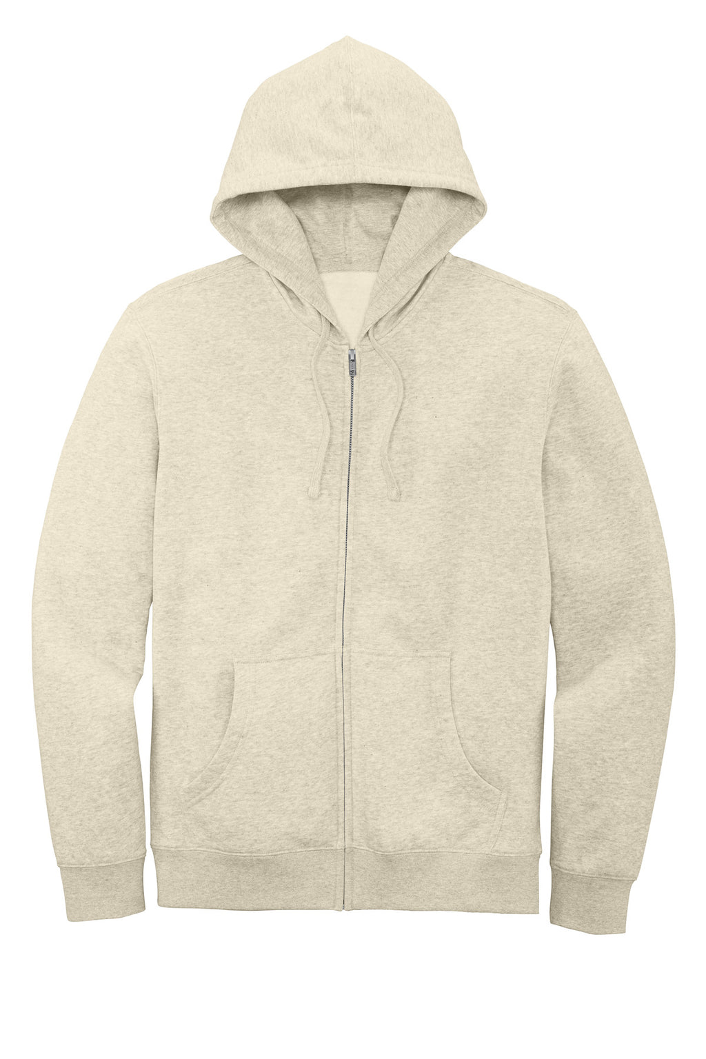 Front View of Oatmeal Hthr District V.I.T. Fleece Full-Zip Hoodie DT6102