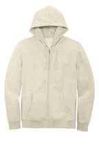Front View of Oatmeal Hthr District V.I.T. Fleece Full-Zip Hoodie DT6102