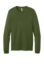 Front View of Olive BELLA+CANVAS Unisex Jersey Long Sleeve Tee. BC3501