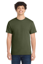 Front View of Olive Drab Grn Port & Co Core Cotton Tee. PC54