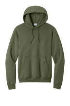Front View of Olive Drab Grn Port & Co Core Fleece Pullover Hooded Sweatshirt. PC78H