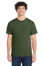 Front View of Olive Port & Co Core Cotton Tee. PC54