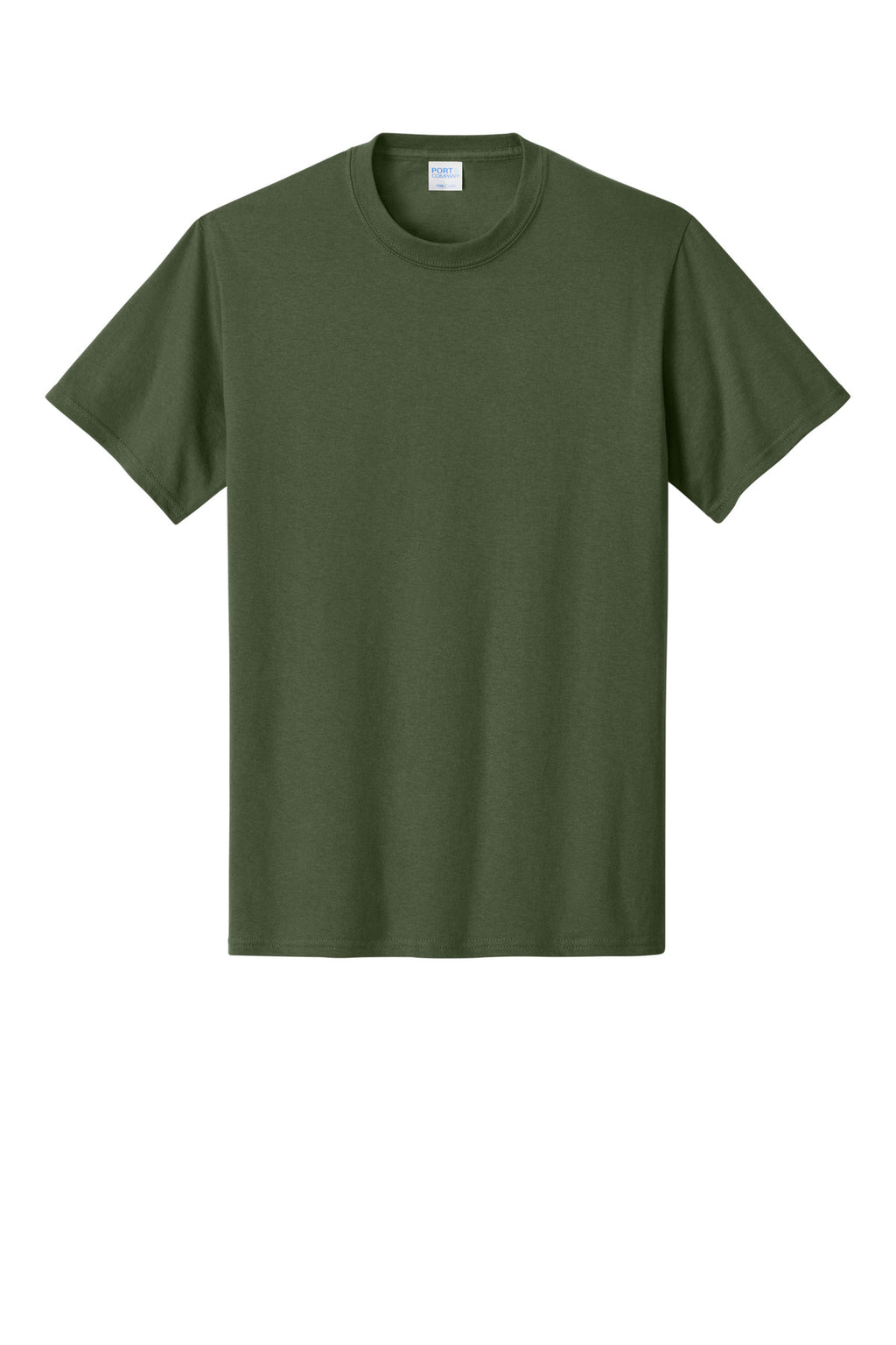 Front View of Olive Port & Co Core Cotton Tee. PC54