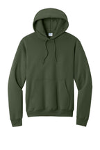 Front View of Olive Port & Co Core Fleece Pullover Hooded Sweatshirt. PC78H