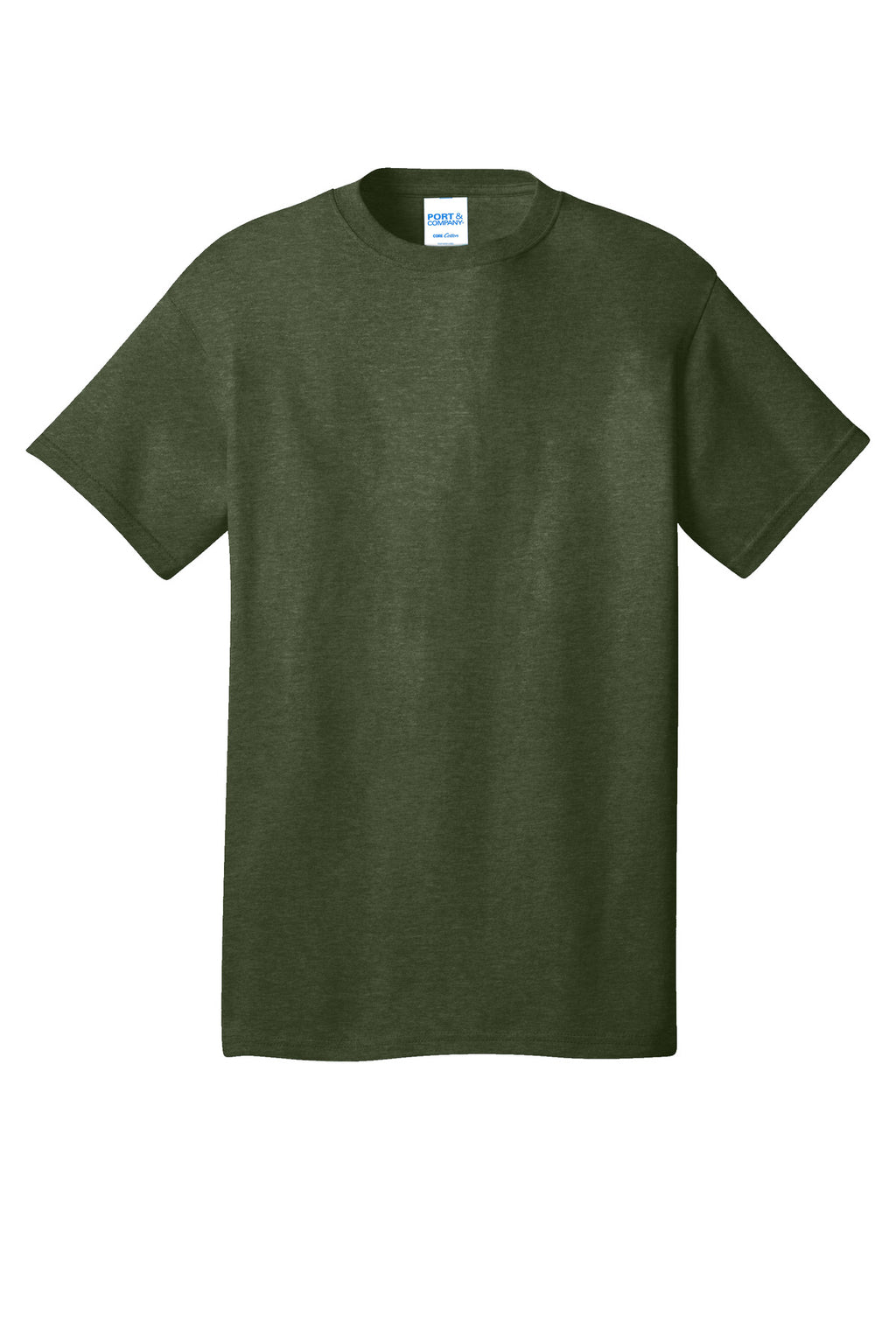 Front View of OlvDrabGnH Port & Co Core Cotton Tee. PC54