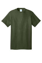 Front View of OlvDrabGnH Port & Co Core Cotton Tee. PC54