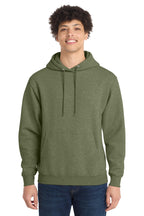 Front View of OlvDrabGnH Port & Co Core Fleece Pullover Hooded Sweatshirt. PC78H