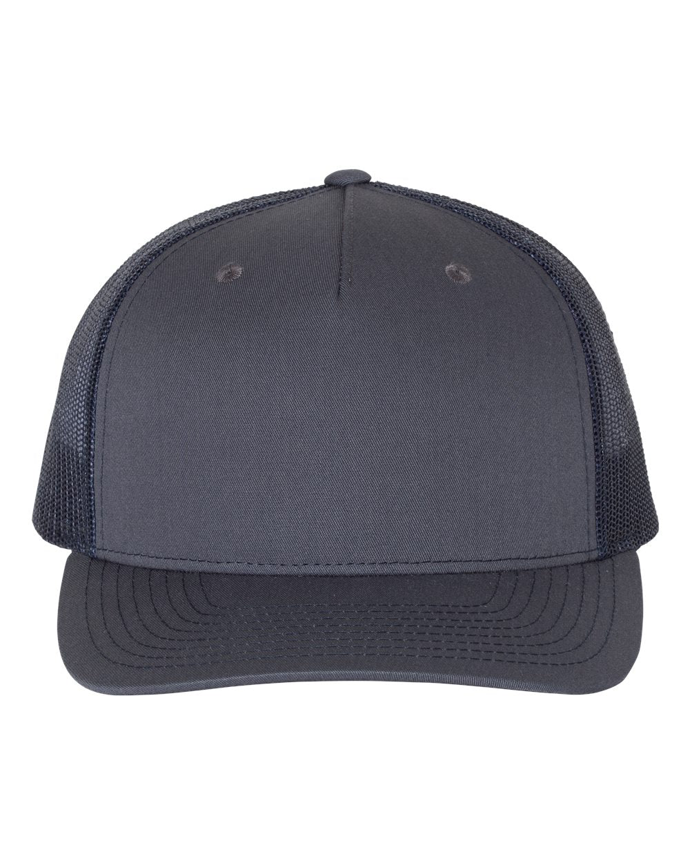 Front View of Ombre Blue/ Navy Five-Panel Trucker Cap - 112FP