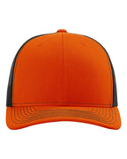 Front View of Orange/ Black Snapback Trucker Cap - 112