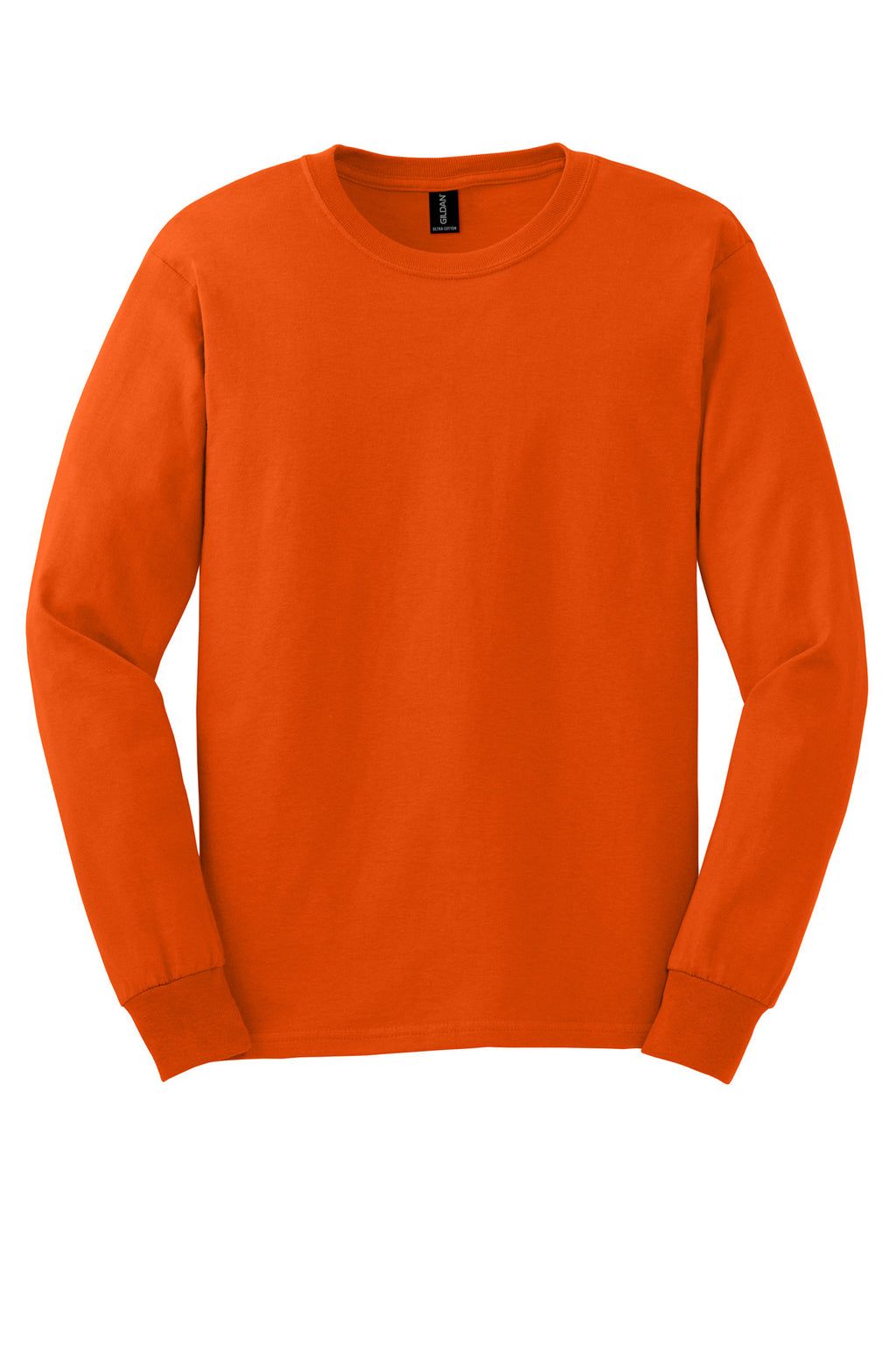 Front View of Orange Gildan - Ultra Cotton 100% US Cotton Long Sleeve T-Shirt. G2400