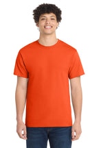 Front View of Orange Port & Co Core Cotton Tee. PC54