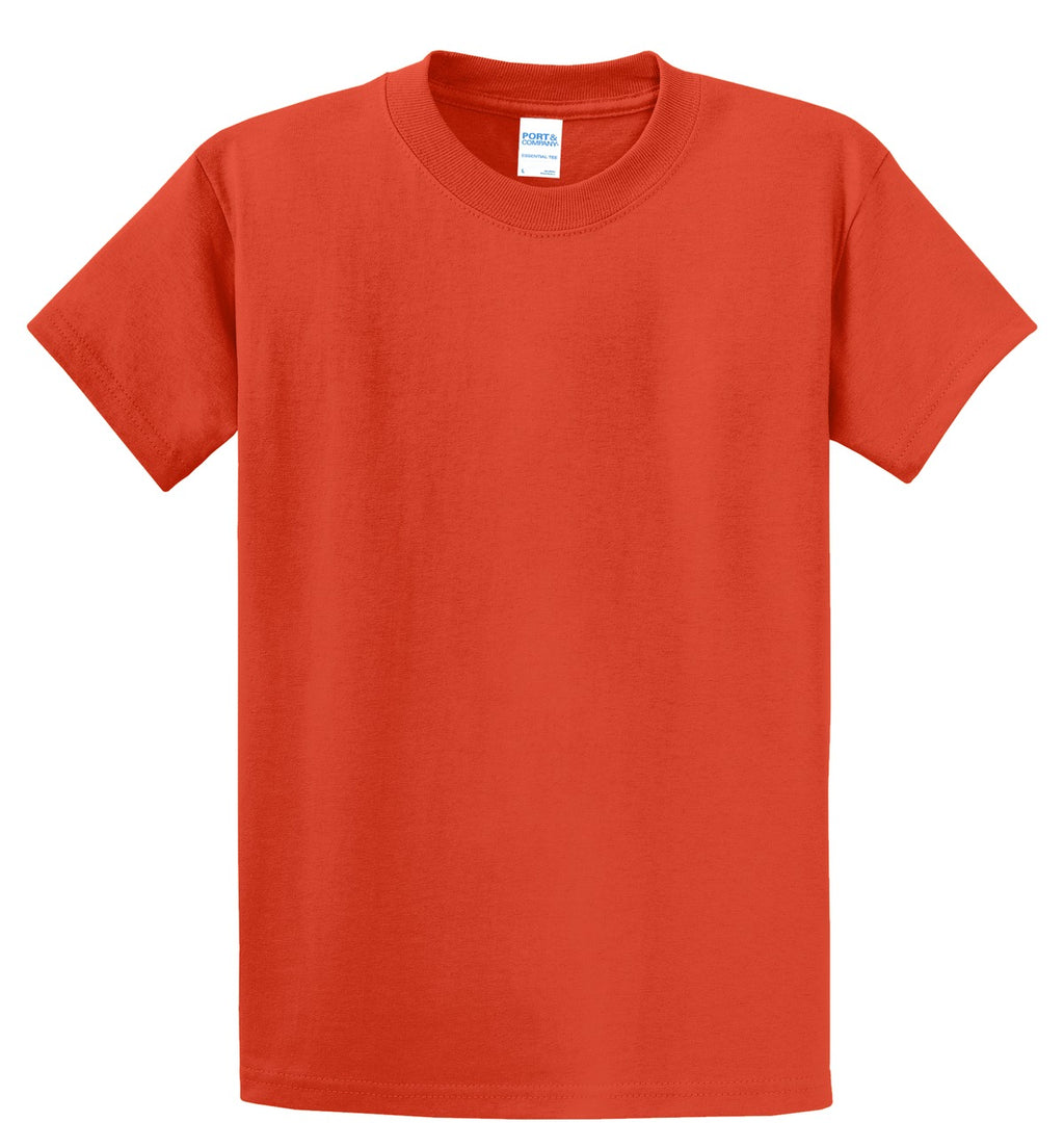 Front View of Orange Port & Co Essential Tee. PC61