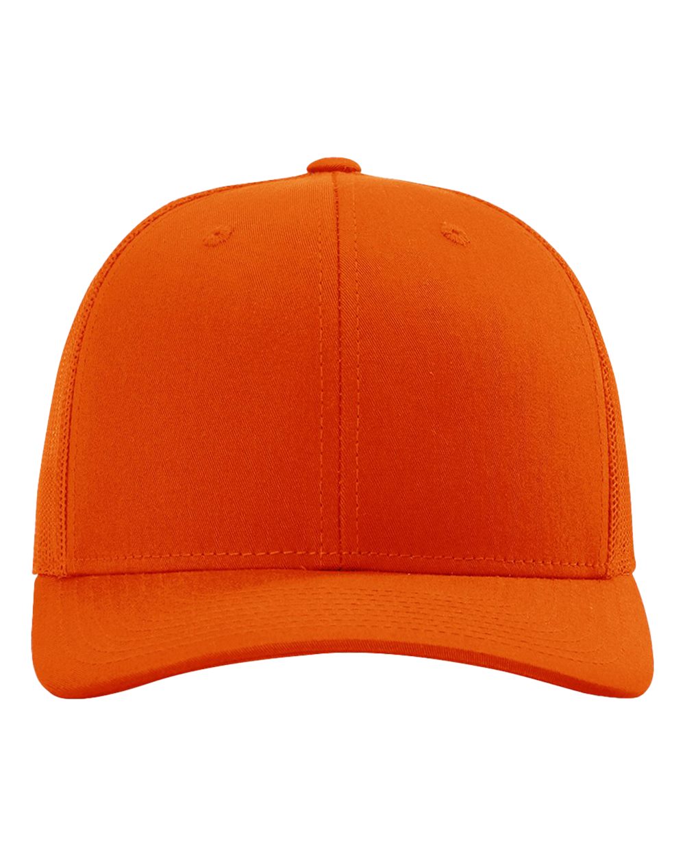 Front View of Orange Snapback Trucker Cap - 112