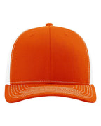 Front View of Orange/ White Snapback Trucker Cap - 112