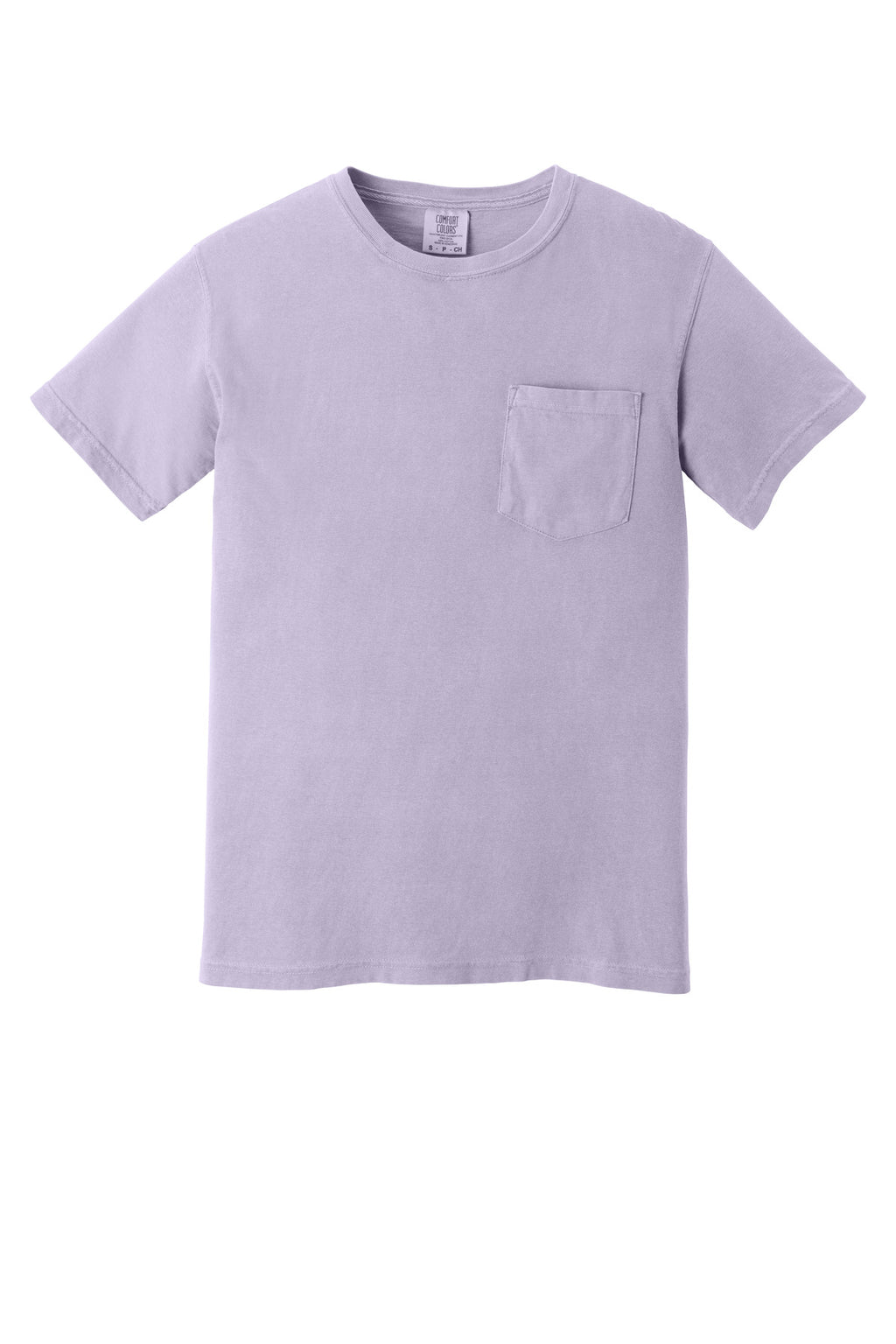 Front View of Orchid COMFORT COLORS Heavyweight Ring Spun Pocket Tee. 6030